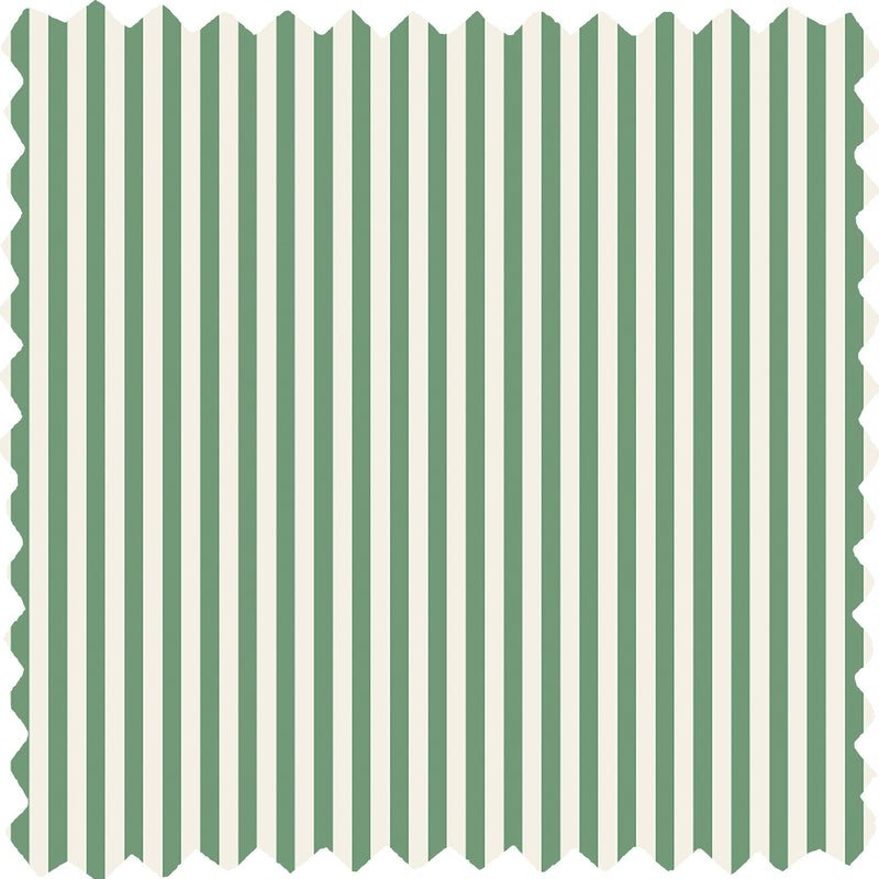 Matchstick Stripe Green/Magnolia Linen Fabric