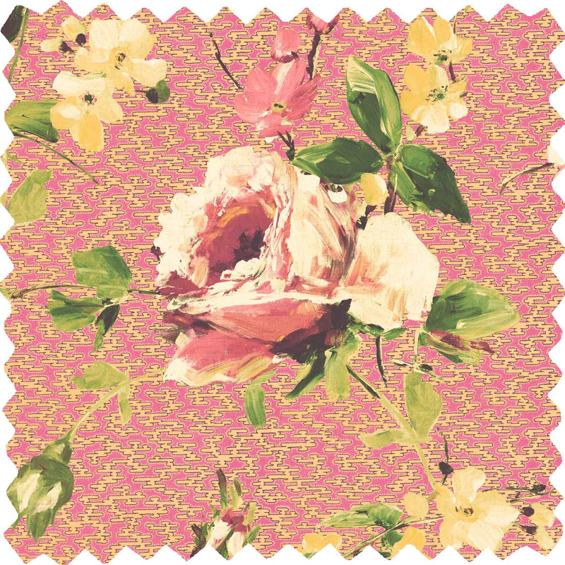 Lancashire Rose Rhubarb Pink Linen Fabric