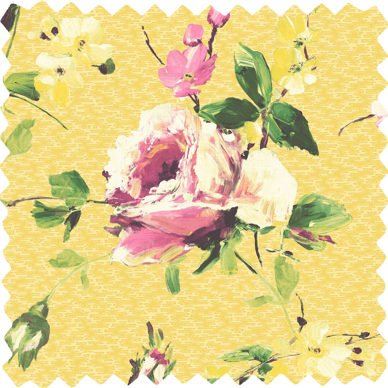 Lancashire Rose Sunshine Yellow Velvet Fabric