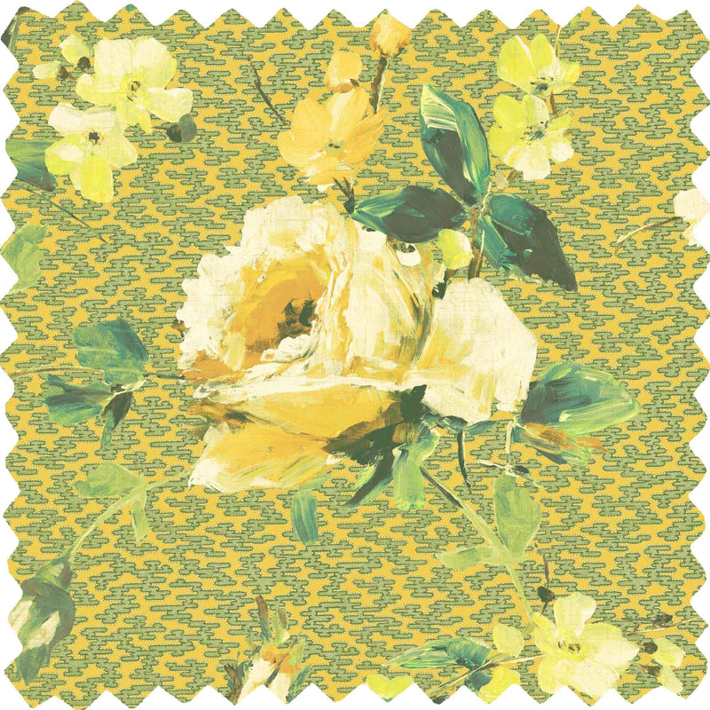 Lancashire Rose Lime Linen Fabric