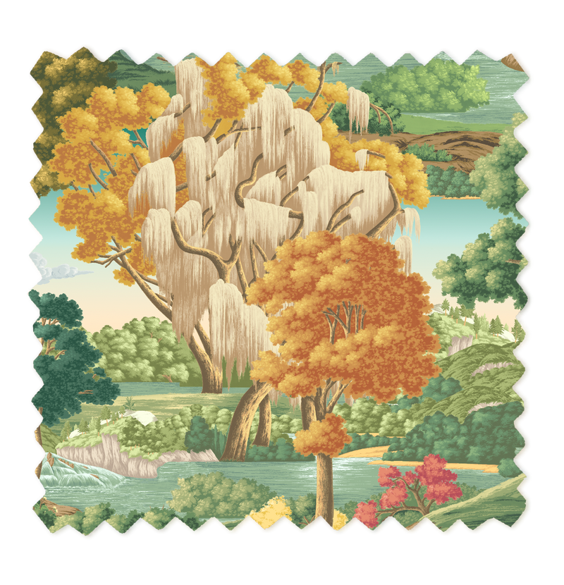 Enchanted Gardens Evergreen Linen Fabric