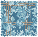 Verdant Trellis Denim Blue Linen Fabric