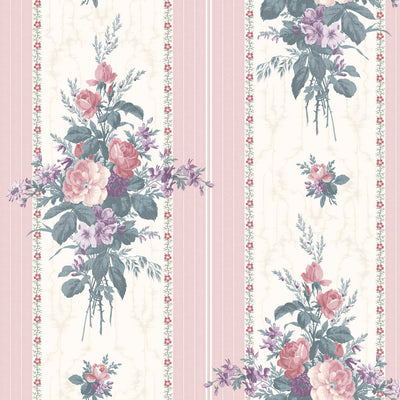 Dynasty Stripe in Pink Wallpaper