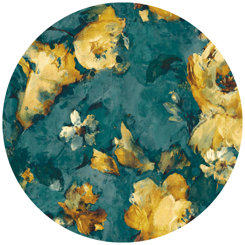 Expressive Floral Teal/Yellow Velvet Fabric