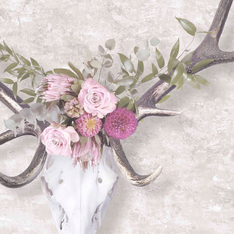 George Stag Head Floral Wallpaper by Woodchip & Magnolia
