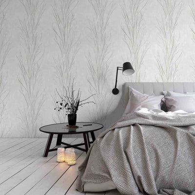 MAIDEN GRASSES Botanical Silhouette Natural Designer Wallpaper by Woodchip & Magnolia