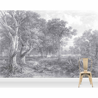 'Holy Cow' Vintage Etched Grey Wall Mural by Woodchip & Magnolia