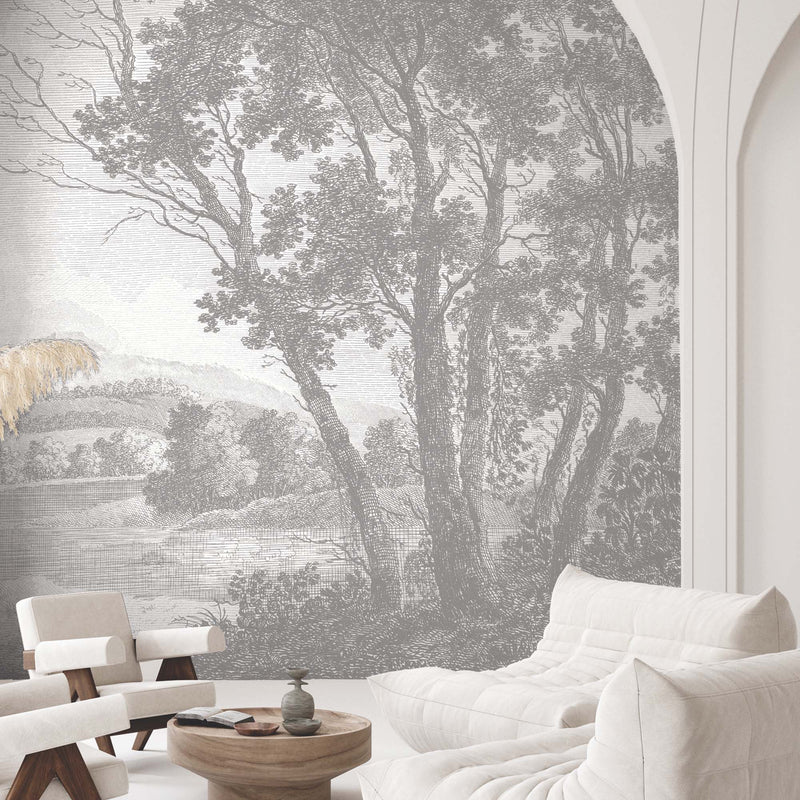 Zephyr - Just Trees Grey Mural