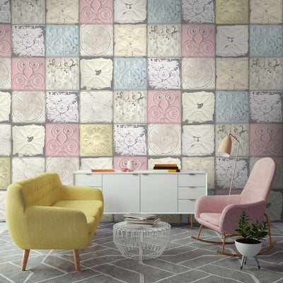 Pastel Tin Tile Wallpaper by Woodchip & Magnolia