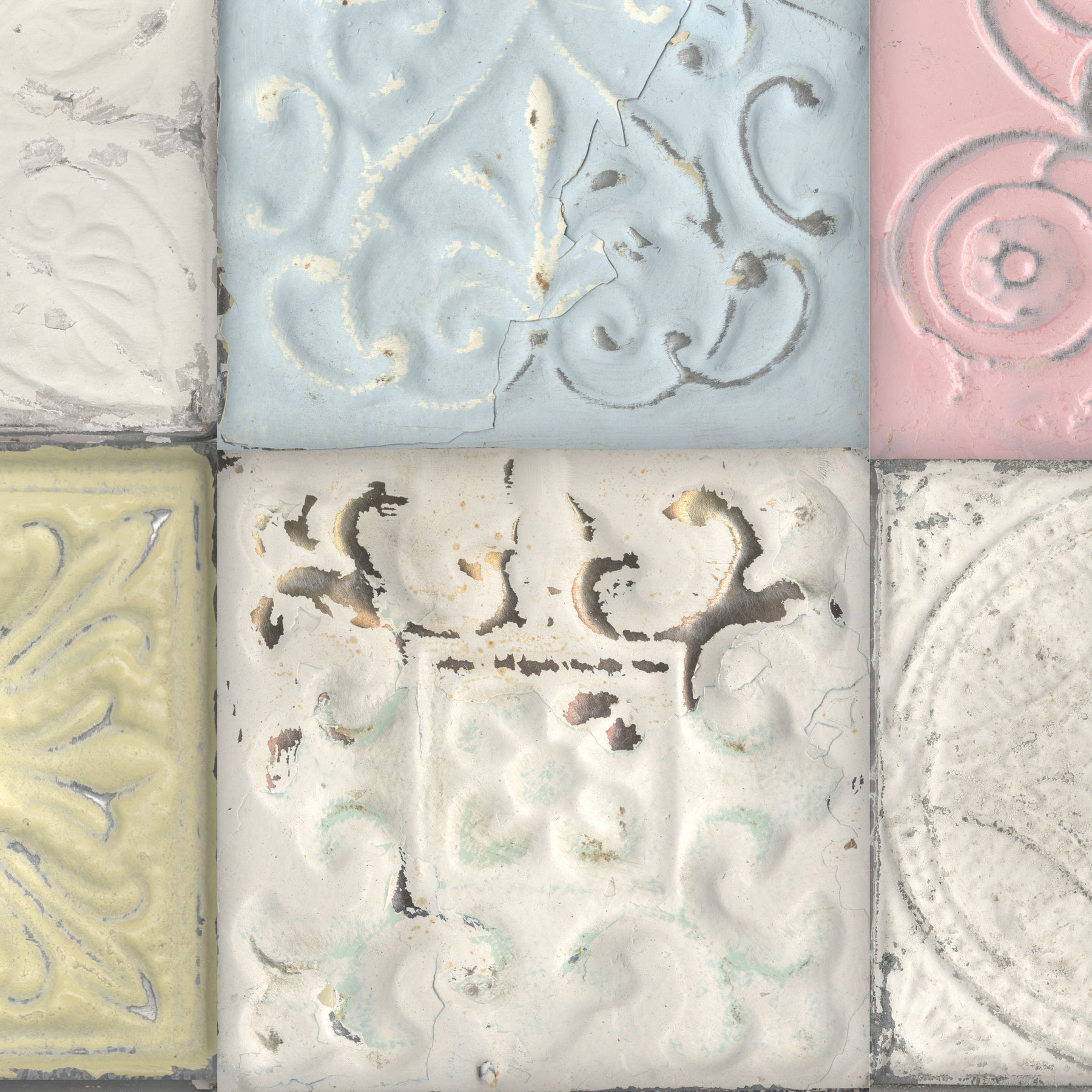 Pastel Tin Tile Wallpaper – Vintage Style, Geometric Pattern, Paste-the ...