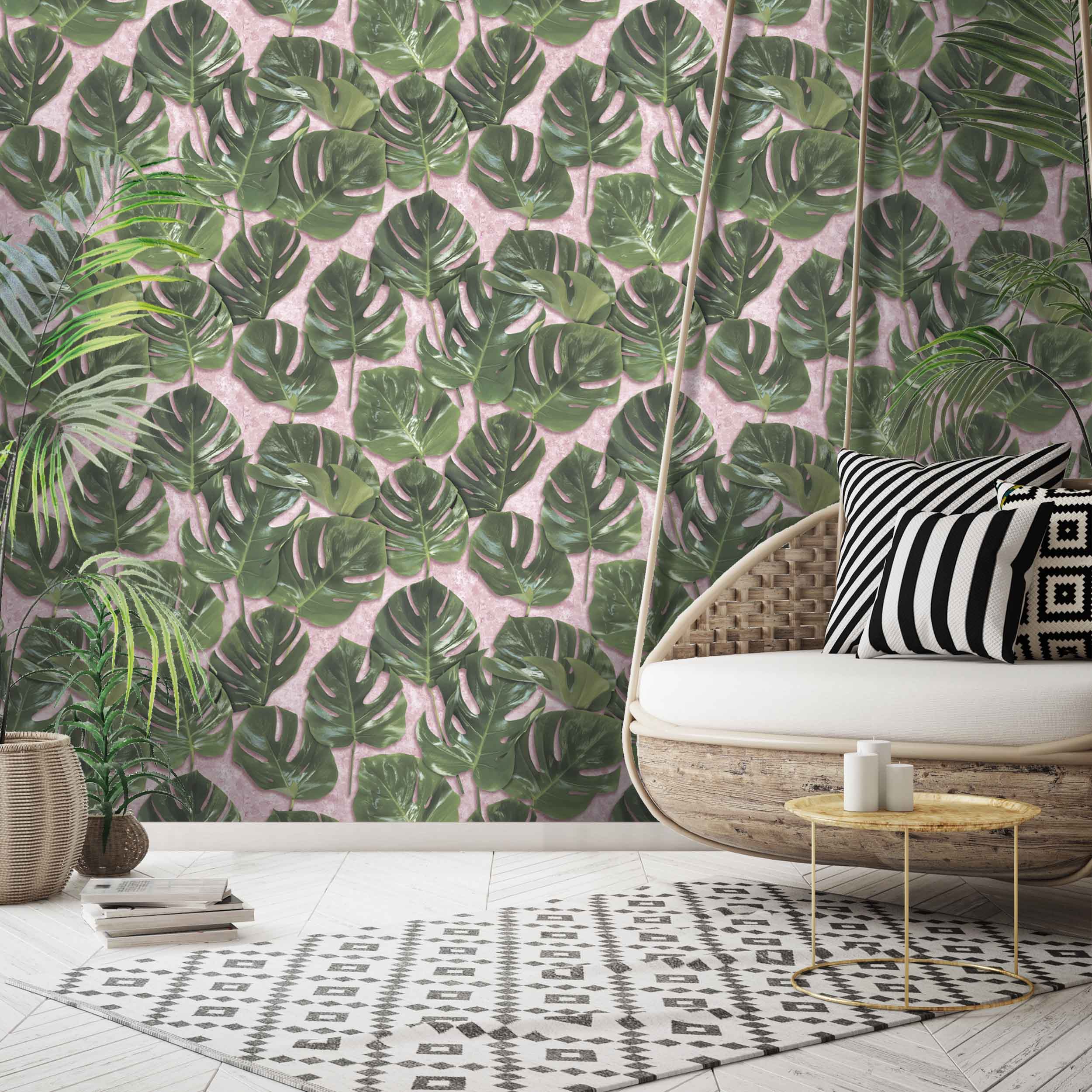 blush monstera Monstera Green/Blush Wallpaper – Botanical, Tropical, Paste-the-Wall,  Removable, Luxury Quality by Woodchip & Magnolia