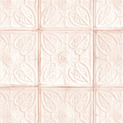 Tin Tile in Blush Wallpaper by Woodchip & Magnolia