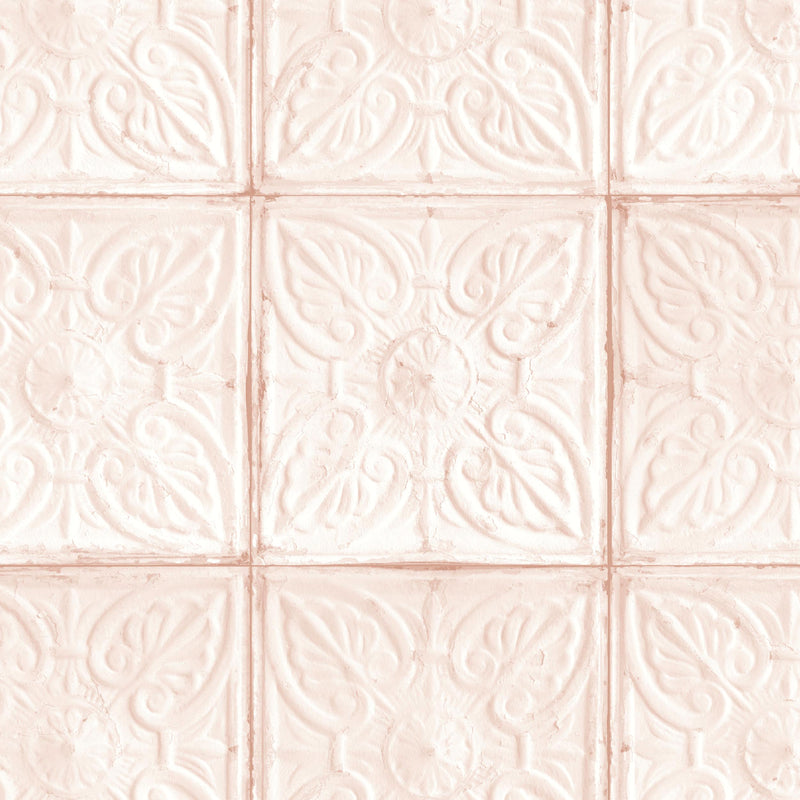 Tin Tile in Blush Wallpaper by Woodchip & Magnolia