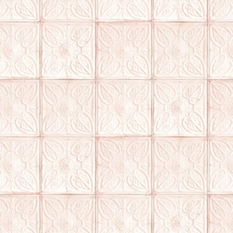 Tin Tile in Blush Wallpaper by Woodchip & Magnolia