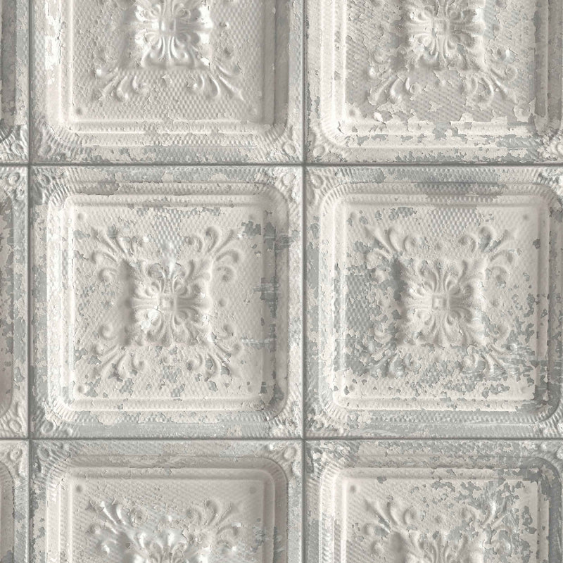 Waverly Tin Tiles Wallpaper In Grey by Woodchip & Magnolia