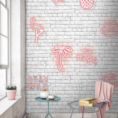 'Stay Wild' Pink neon effect wallpaper