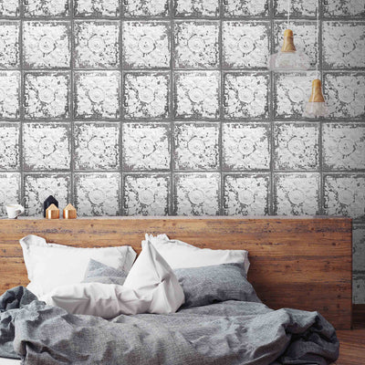 Cracked Tin Tile Wallpaper By Woodchip & Magnolia