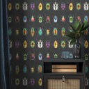 Beetle Jewels Multi Black Wallpaper
