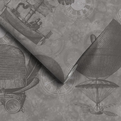 Flying Machines Charcoal Wallpaper
