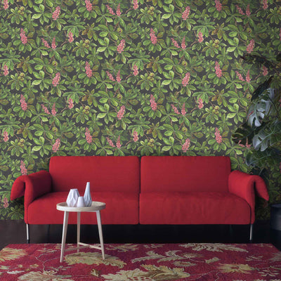 Horse Chestnut Pink/Green Floral Wallpaper by Woodchip & Magnolia