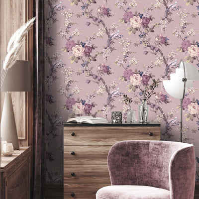 Dawn Chorus Smokey Heather Wallpaper