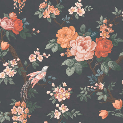 Dawn Chorus in Noir Black Wallpaper By Woodchip & Magnolia