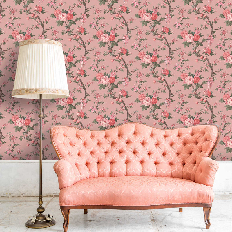 Ditsy Floral in Old Rose Wallpaper By Woodchip & Magnolia