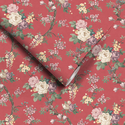Ditsy Floral Rouge Red Wallpaper