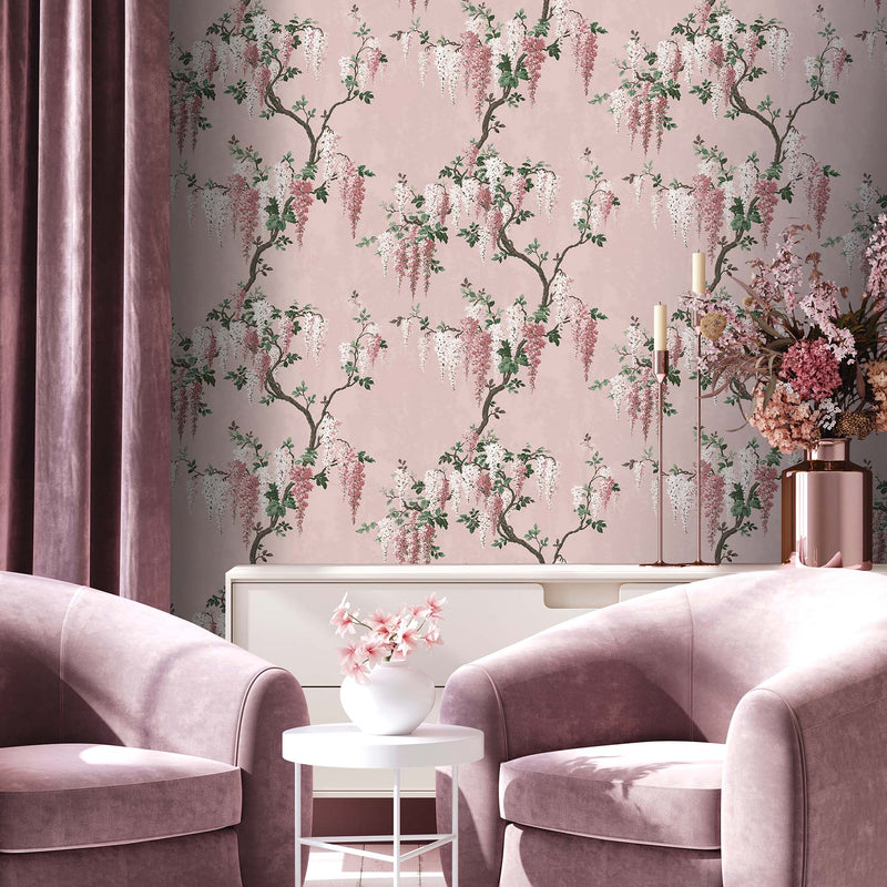 Wisteria Pink Bloom Wallpaper