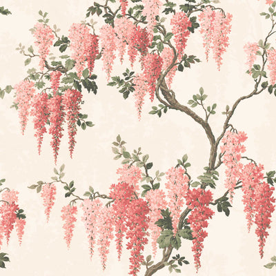 Wisteria in Coral Floral Wallpaper By Woodchip & Magnolia