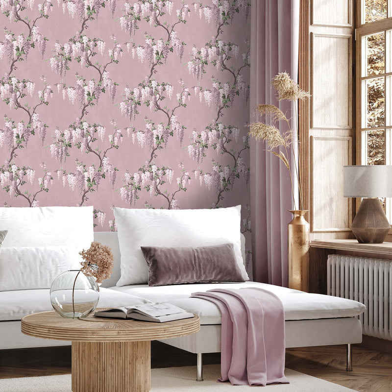 Wisteria in Deep Lavender Wallpaper