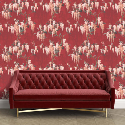 Wisteria Boudoir Berry Red Wallpaper