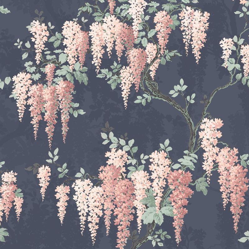Wisteria in Midnight Mint Floral Wallpaper By Woodchip & Magnolia