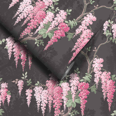 Wisteria Noir Black Wallpaper