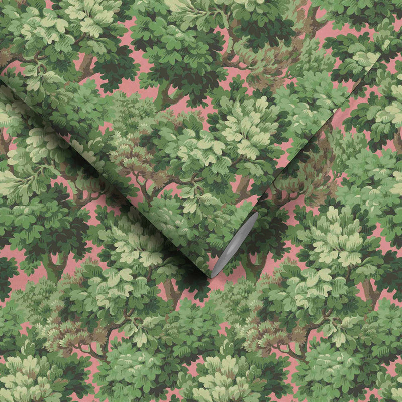 Broadhead Forest Grass Green/Salmon Wallpaper