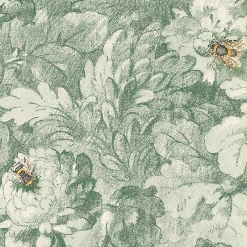 Busy Bee Moss Green Wallpaper