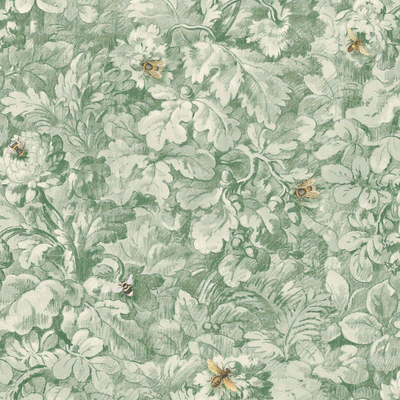 Busy Bee Moss Green Wallpaper