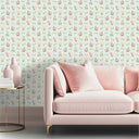 Posies in Pale Green Wallpaper