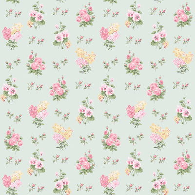 Posies in Pale Green Wallpaper