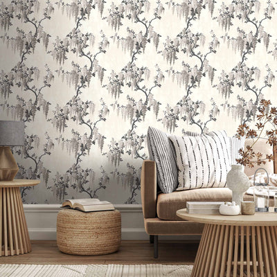 Wisteria in Taupe Wallpaper