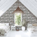 Wisteria in Latte/Slate Grey Wallpaper By Pearl Lowe