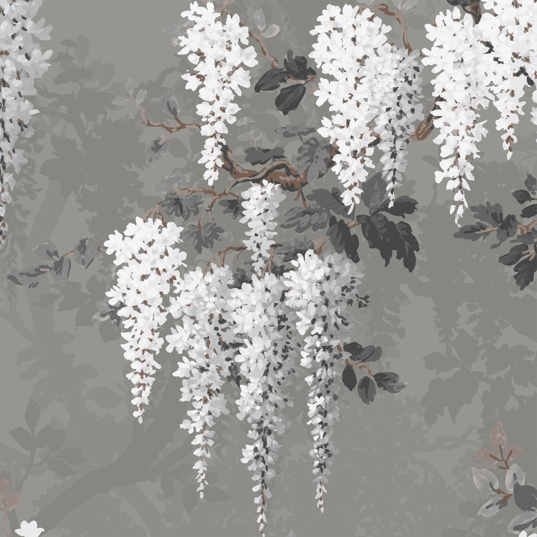 Wisteria in Latte/Slate Grey Wallpaper – Vintage Chinoiserie, Paste-the ...