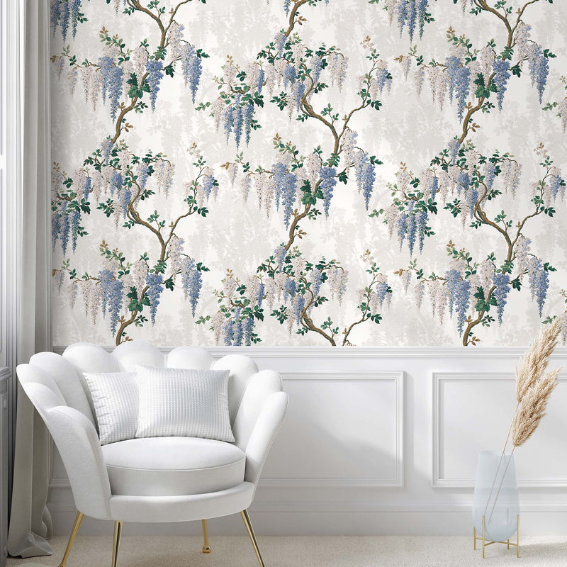 Wisteria in Cornflower Blue Wallpaper