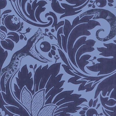 Fearless Serpent Damask Deep Blue Wallpaper By Woodchip & Magnolia 