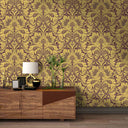 Fearless Damask Ochre Wallpaper