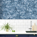 Faux Marble Effect Deep Dark Blue Wallpaper