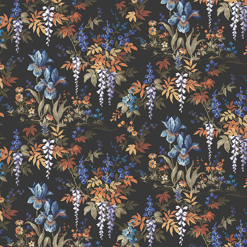 Heista Coal Black Floral Botanical Wallpaper by Woodchip & Magnolia