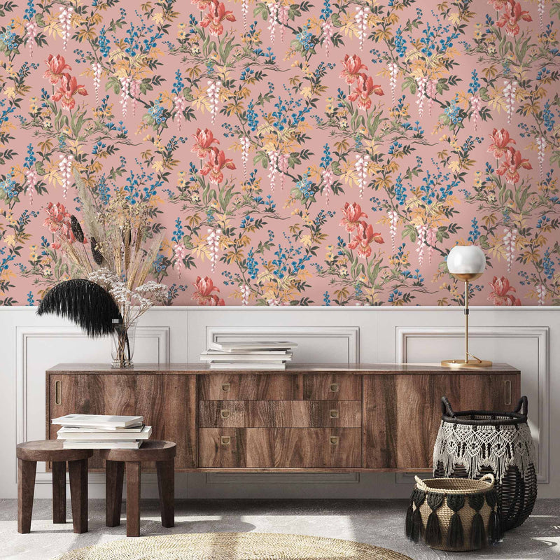 Heista Salmon Pink Wallpaper By Woodchip & Magnolia 