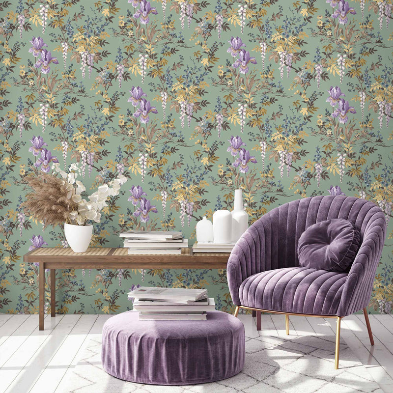 Heista Wild Garlic Green Wallpaper By Woodchip & Magnolia 