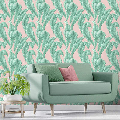 Lets Go Bananas Blush Mint Wallpaper